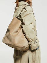 TOTEME - Suede Belted Tote Bag in Desert