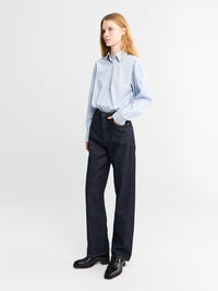 TOTEME - Twisted Seam Denim Full Length Jeans in Rinsed Blue