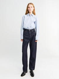 TOTEME - Twisted Seam Denim Full Length Jeans in Rinsed Blue