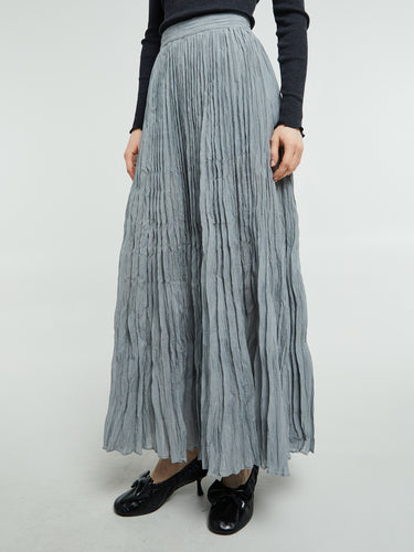 TOTEME - Crinkled Plissé Skirt in Pale Grey