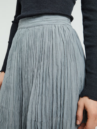 TOTEME - Crinkled Plissé Skirt in Pale Grey