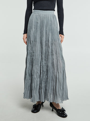 TOTEME - Crinkled Plissé Skirt in Pale Grey