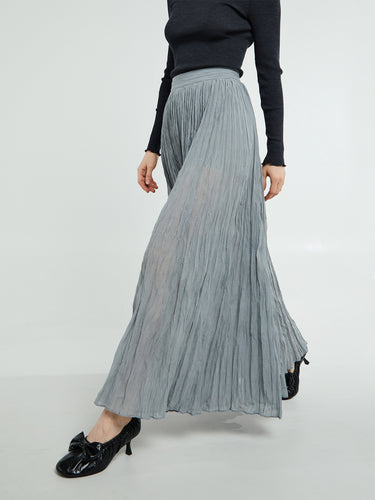 TOTEME - Crinkled Plissé Skirt in Pale Grey
