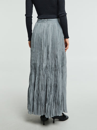 TOTEME - Crinkled Plissé Skirt in Pale Grey