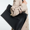 TOTEME - Embroidered Leather Lounge Tote Bag in Black