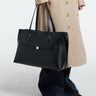 TOTEME - Embroidered Leather Lounge Tote Bag in Black