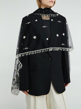 TOTEME - Floral Tulle Shawl in Black and White