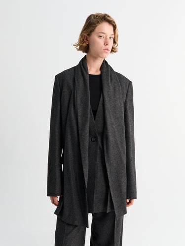 TOTEME - Scarf Blazer in Charcoal Melange