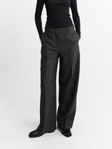 TOTEME - Wide Flannel Trousers in Charcoal Melange