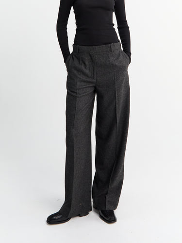 TOTEME - Wide Flannel Trousers in Charcoal Melange