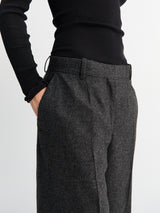 TOTEME - Wide Flannel Trousers in Charcoal Melange