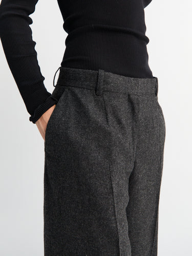 TOTEME - Wide Flannel Trousers in Charcoal Melange