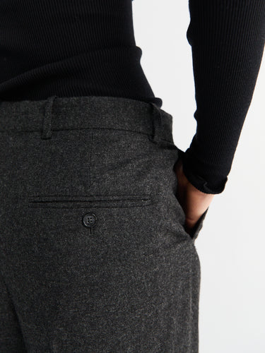 TOTEME - Wide Flannel Trousers in Charcoal Melange
