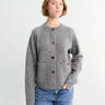 TOTEME - Hammered Button Cardigan in Grey Melange