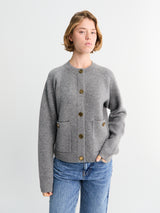TOTEME - Hammered Button Cardigan in Grey Melange