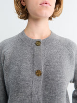 TOTEME - Hammered Button Cardigan in Grey Melange