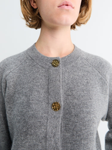 TOTEME - Hammered Button Cardigan in Grey Melange