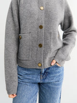 TOTEME - Hammered Button Cardigan in Grey Melange