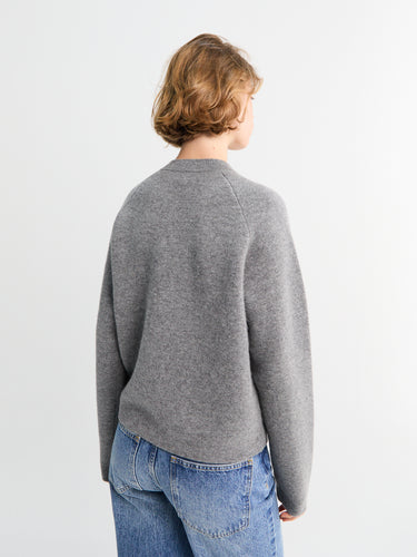 TOTEME - Hammered Button Cardigan in Grey Melange