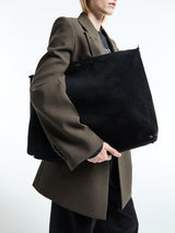 TOTEME - Suede Scoop Tote Bag in Black