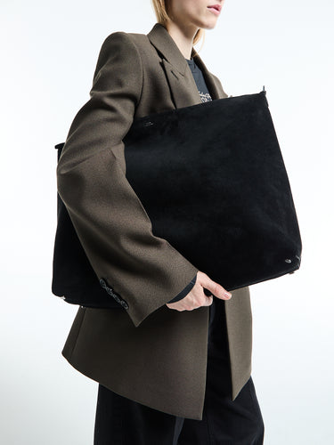 TOTEME - Suede Scoop Tote Bag in Black