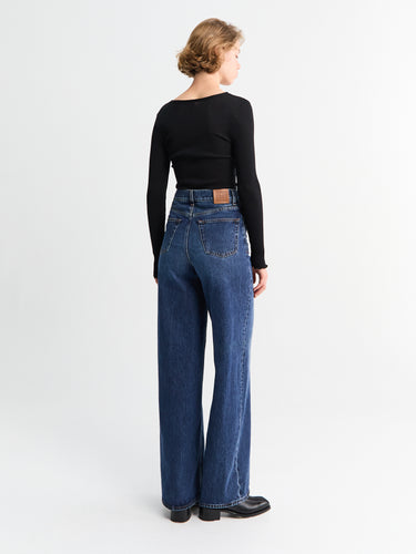 TOTEME - Wide Leg Denim Jeans in Dark Blue