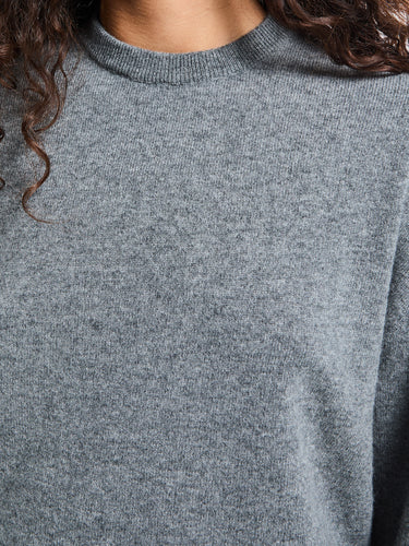 TOTEME - Classic Cashmere Crew Knit in Mid Grey Melange