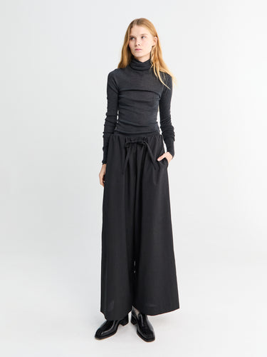 Drawstring Dinner Trousers in Charcoal Melange