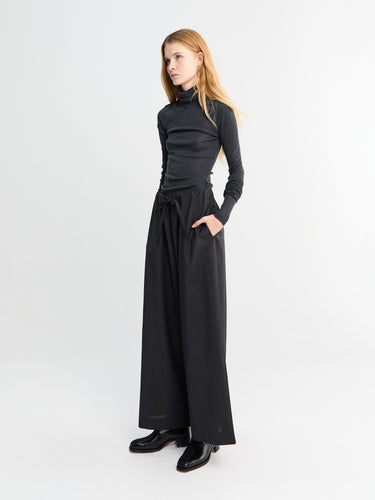 Drawstring Dinner Trousers in Charcoal Melange