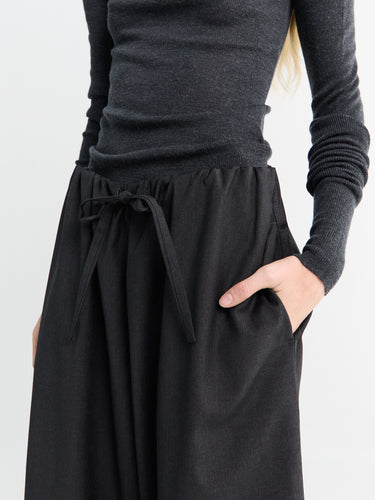 Drawstring Dinner Trousers in Charcoal Melange