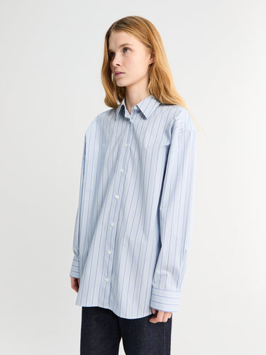 Classic Striped Shirt in Ice/Azure