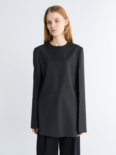Tailored Dinner Blouse in Charcoal Melange