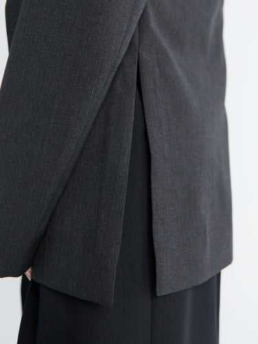 Tailored Dinner Blouse in Charcoal Melange