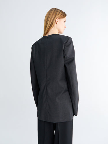 Tailored Dinner Blouse in Charcoal Melange