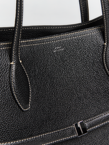 Graind Leather Lounge Tote Bag in Black