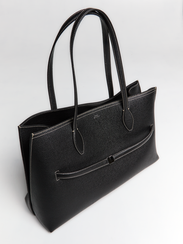 TOTEME - Graind Leather Lounge Tote Bag in Black