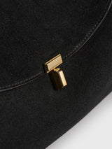 Toteme - T-Lock Suede Satchel Bag in Black