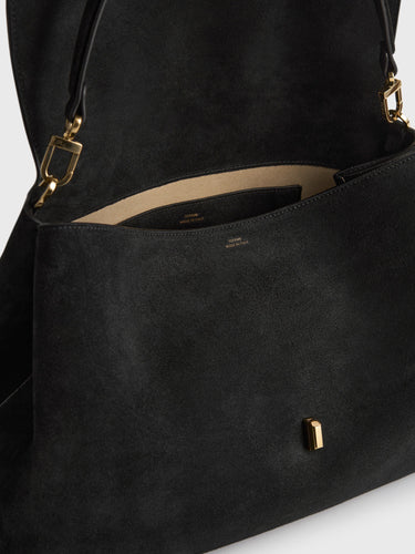 Toteme - T-Lock Suede Satchel Bag in Black