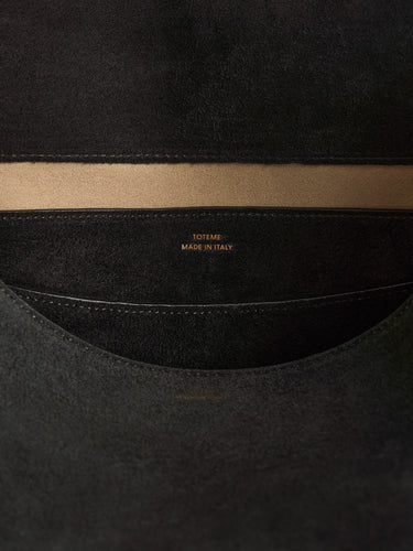 Toteme - T-Lock Suede Satchel Bag in Black