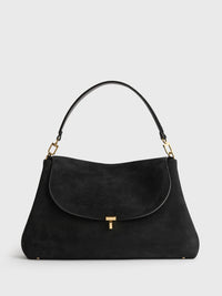 TOTEME - T-Lock Suede Satchel Bag in Black