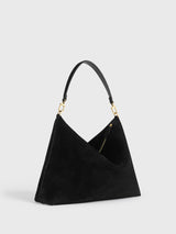 Toteme - Medium Bevel Suede Bag in Black