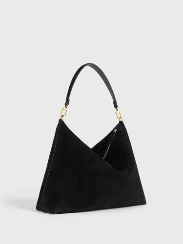 Toteme - Medium Bevel Suede Bag in Black
