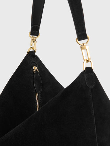 Toteme - Medium Bevel Suede Bag in Black