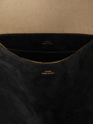 Toteme - Medium Bevel Suede Bag in Black