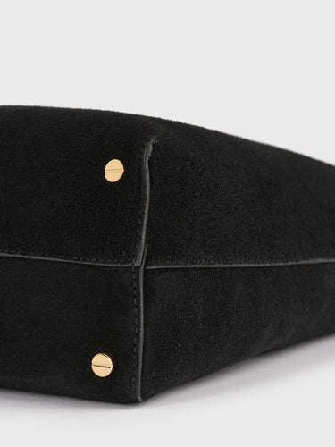 Toteme - Medium Bevel Suede Bag in Black