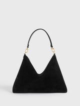 Toteme - Medium Bevel Suede Bag in Black