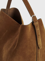 Toteme - Belted Suede Tote Bag in Tan