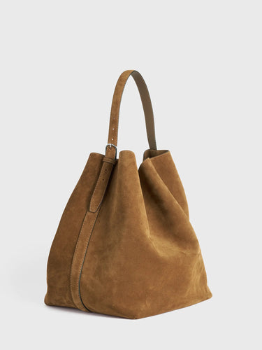 Toteme - Belted Suede Tote Bag in Tan