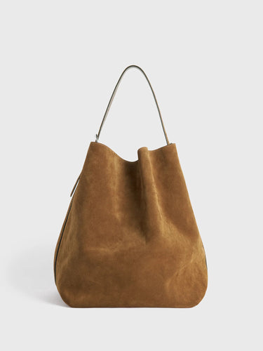 Toteme - Belted Suede Tote Bag in Tan