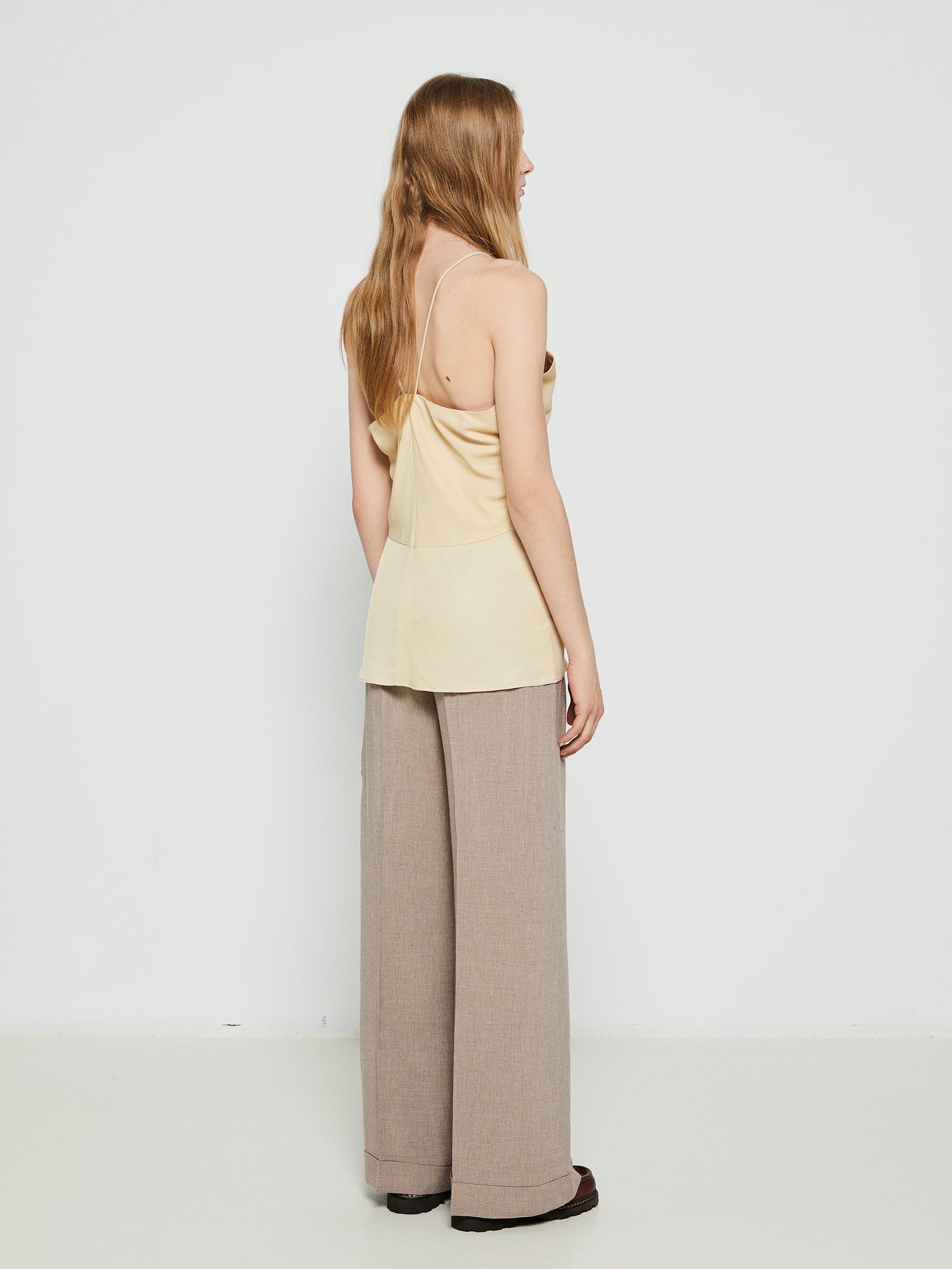 Draped Twill Cami Top in Bleached Sand